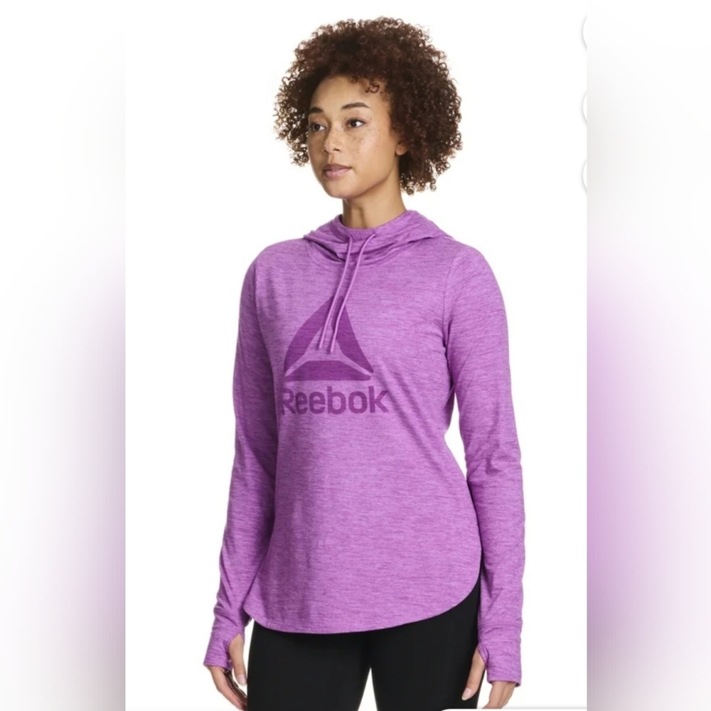 Reebok Heather Lilac Hoodie With Thumb Holes Size XXL - Picture 3 of 8